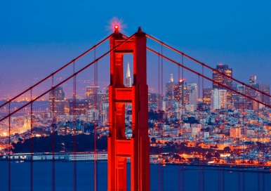 Golden Gate bridge and a view of SF