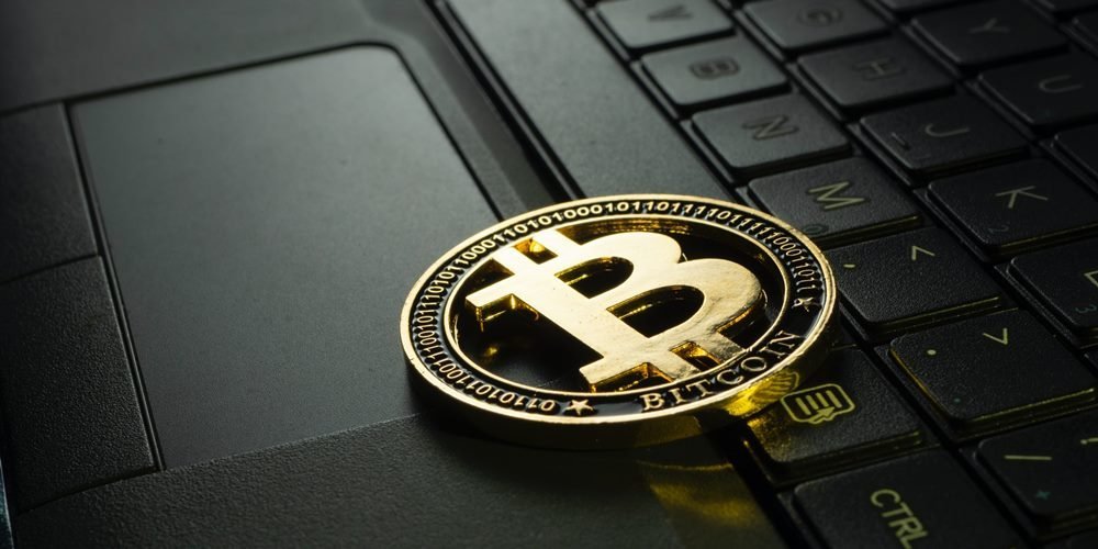 Bitcoin chip on the laptop