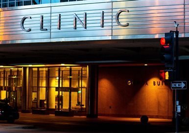 Clinic sign on a building