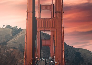 Close up of the golden gate bridge