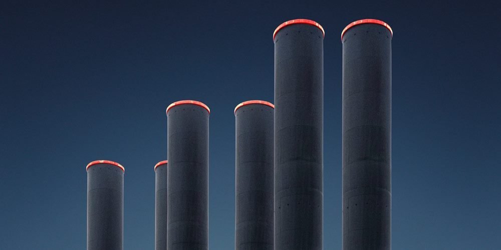 Chimneys on a factory