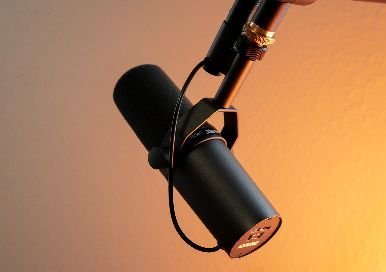 Black podcast microphone