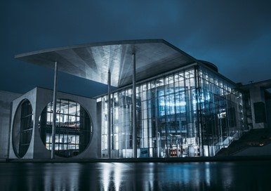 Modern building at night