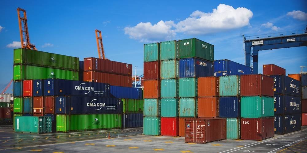 Metal containers in a port.