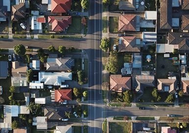 Aerial view of the suburbs