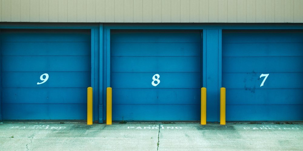 Blue warehouse doors