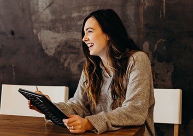 Women smiling working