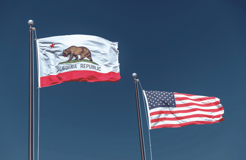 California and the US flags